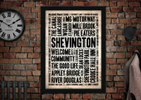 Shevington English Towns Letter Press Style Poster