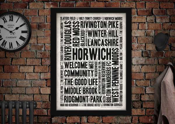 Horwich English Towns Letter Press Style Poster