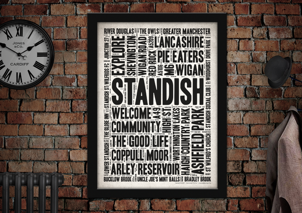 Standish English Towns Letter Press Style Poster