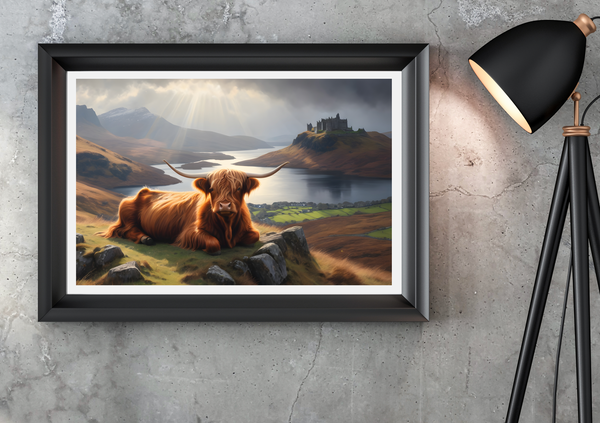 Highland Cow Resting Print by Craig Olle