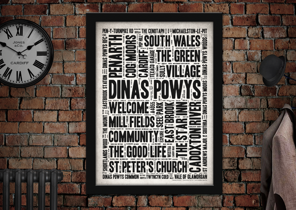 Dinas Powys Letter Press Style Poster