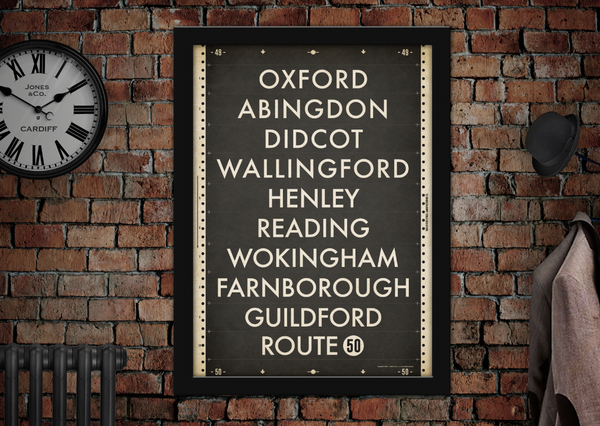 Oxford to Guildford via Henley Bus Scroll Print