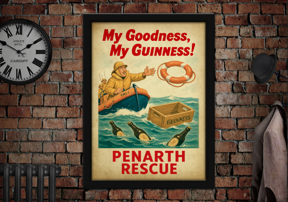 Penarth RNLI Rescue Vintage Guinness Advertising Poster