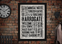 Harrogate English Towns Letter Press Style Poster