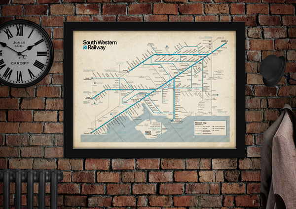 South Western Railway Rail Map Poster