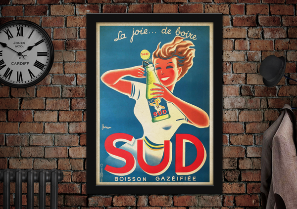 Sud Boisson Gazeifiee Vintage Style Drinks Poster