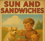 Sun and Sandwiches at Victoria Park Cardiff Vintage Style Advertising Poster