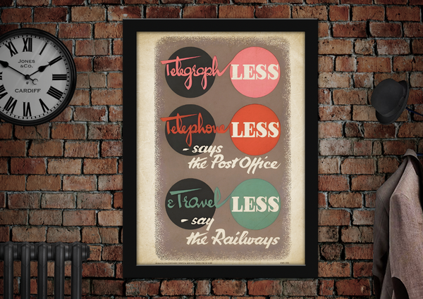 Telegraph Less Telephone Less Vintage Style Poster