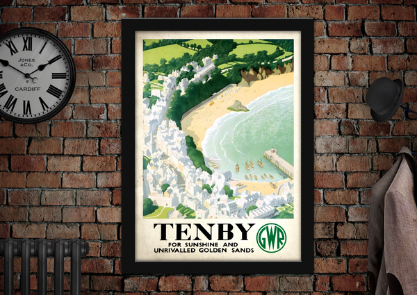 Tenby Pembrokeshire Vintage Style Railway Poster Print