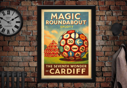 The Magic Roundabout Splott Cardiff Vintage Advertising Poster
