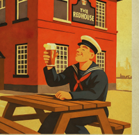 The Red House Pub Grangetown Cardiff Vintage Advertising Poster