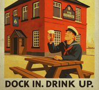 The Red House Pub Grangetown Cardiff Vintage Advertising Poster