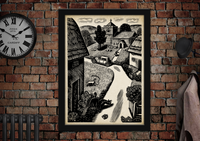 The Rev Humble Arrives at Church Wood Engraving by Gwenda Morgan Repro Art Poster Print