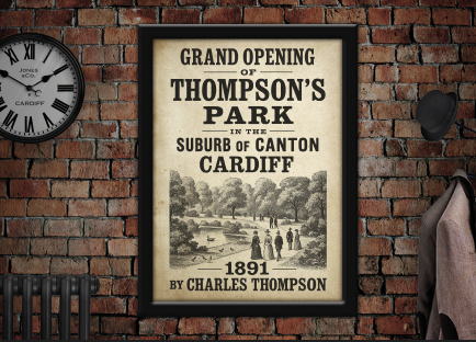 Thompson Park Grand Opening Cardiff Vintage Style Poster