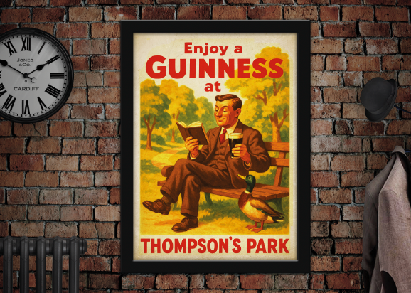 Thompson's Park Cardiff Reading Book Vintage Style Advertising Poster