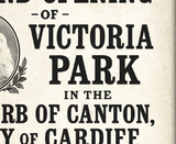Victoria Park Grand Opening Cardiff Vintage Style Poster