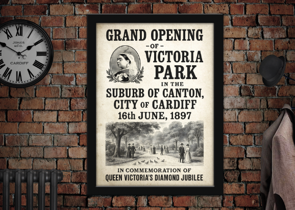 Victoria Park Grand Opening Cardiff Vintage Style Poster