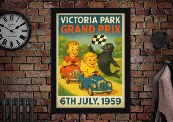 Victoria Park Grand Prix Cardiff Vintage Style Advertising Poster