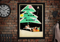 Visit The USSR in Winter Christmas Vintage Style Poster