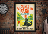 Visit Victoria Park Cardiff Vintage Style Advertising Poster