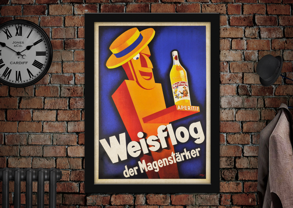 Weisflog der Magenstarker Vintage Style Drinks Poster