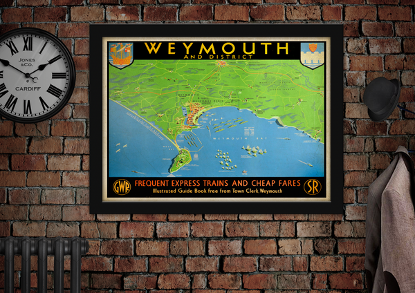 Weymouth & District Vintage GWR SR British Railway Poster