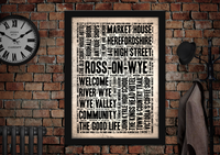 Ross-on-Wye English Towns Letter Press Style Poster