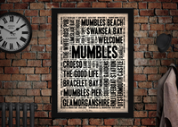 Mumbles Letter Press Style Poster
