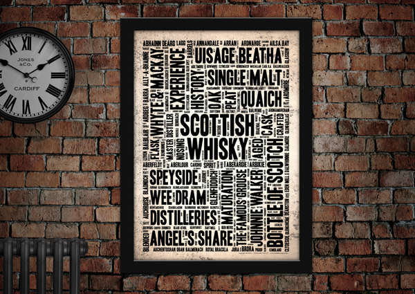 Scotland Scottish Whisky Letter Press Style Poster